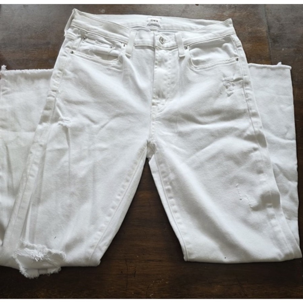 NWOT Edwin 27 Simone Slim White Distressed Mid Rise Ankle Jeans 124796 - Picture 3 of 3